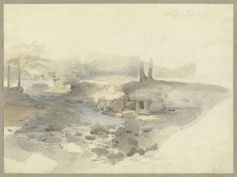The Ilse flowing between trees near Ilsenburg, c1844. Creator: Carl Theodor Reiffenstein.
