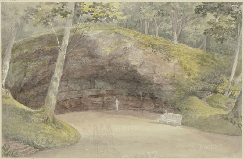 Rock grotto in the park at Wilhelmsthal near Eisenach, c1790-1794. Creator: Georg Melchior Kraus.
