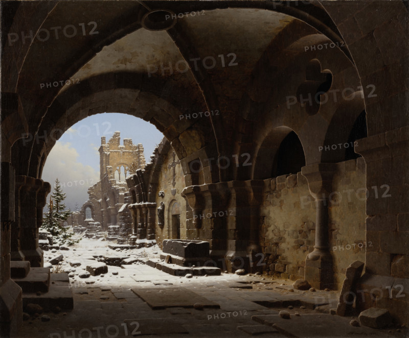 Church Ruin in Winter, 1848. Creator: Carl Hasenpflug.