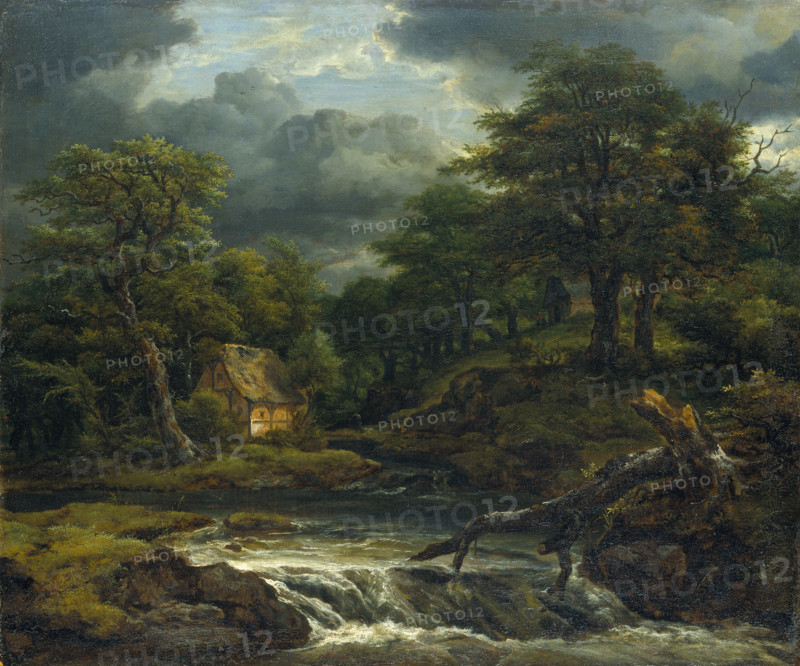 Wooded Landscape with Waterfall and Approaching Storm, c1655. Creator: Jacob van Ruisdael.
