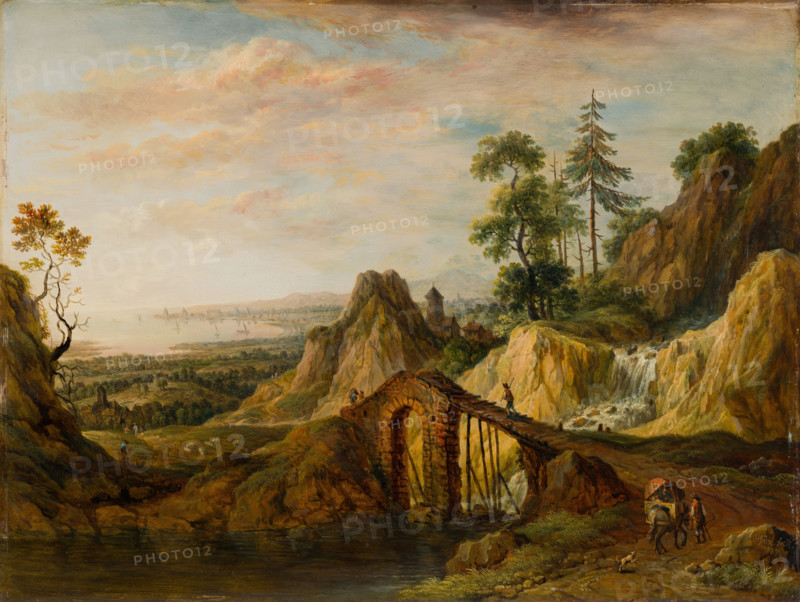 Landscape with a Bridge, 1787. Creator: Christian Georg Schutz.
