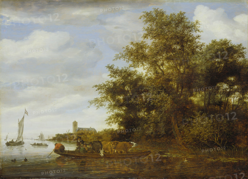 River Landscape with Ferry, 1664. Creators: Jan van Goyen, Aert van der Neer.