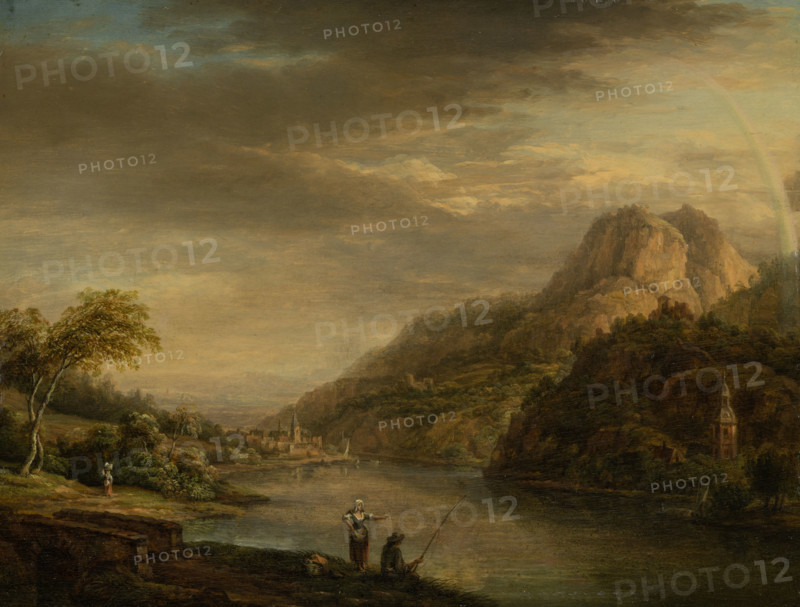Mountainous River Landscape with Rainbow, 18th century. Creator: Christian Georg Schutz.
