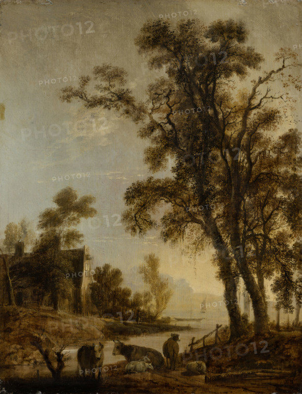 River Bank with Cattle, c1645-1650. Creator: Aert van der Neer.