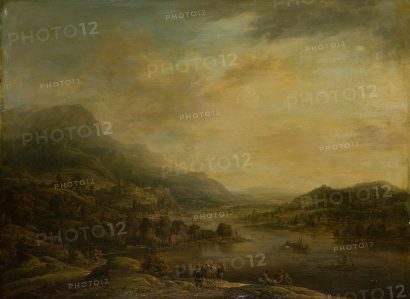 River Landscape with Mule Drover, 1750. Creator: Christian Georg Schutz.