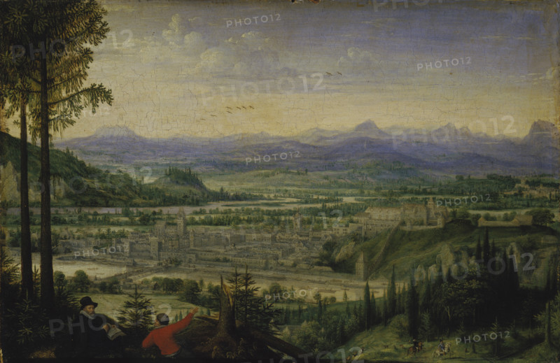 View of Linz with Artist Drawing in the Foreground, 1593. Creator: Lucas van Valckenborch.