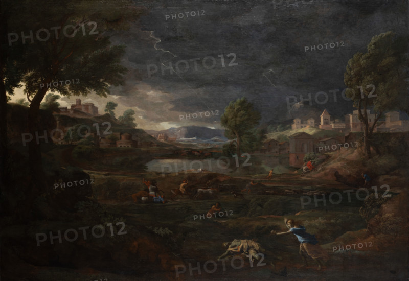 Landscape during a Thunderstorm with Pyramus and Thisbe, 1651. Creator: Nicolas Poussin.