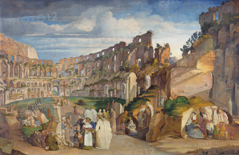 Capuchin Sermon at the Colosseum of Rome, 1822. Creator: Johann Anton Ramboux.