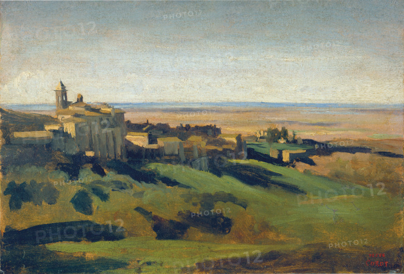 View of Marino in the Alban Mountains in the Early Morning, 1826-1827. Creator: Jean-Baptiste-Camille Corot.