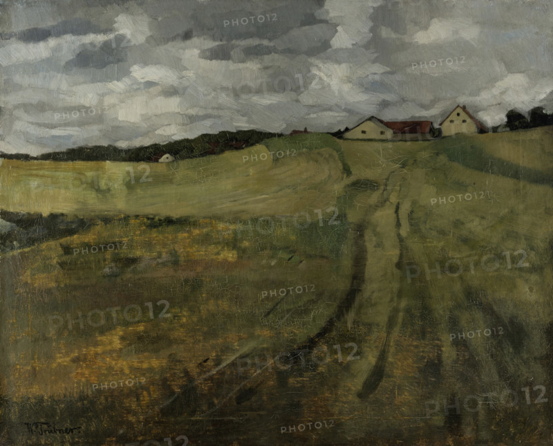 Stubble Field with Ascending Path near Wessling, 1876. Creator: Wilhelm Trübner.