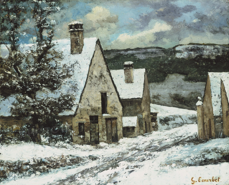 Village Edge in Winter, c1868. Creator: Gustave Courbet.
