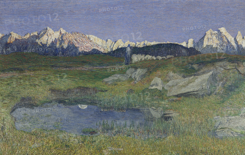 Alpine Landscape at Sunset, 1895-1898. Creator: Giovanni Segantini.