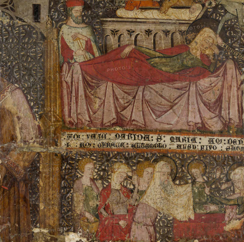 Fragment of an Altarpiece with a Standing Saint, The Birth of Christ, and..., 14th century. Creator: Spanish Master first half of the 14th century.