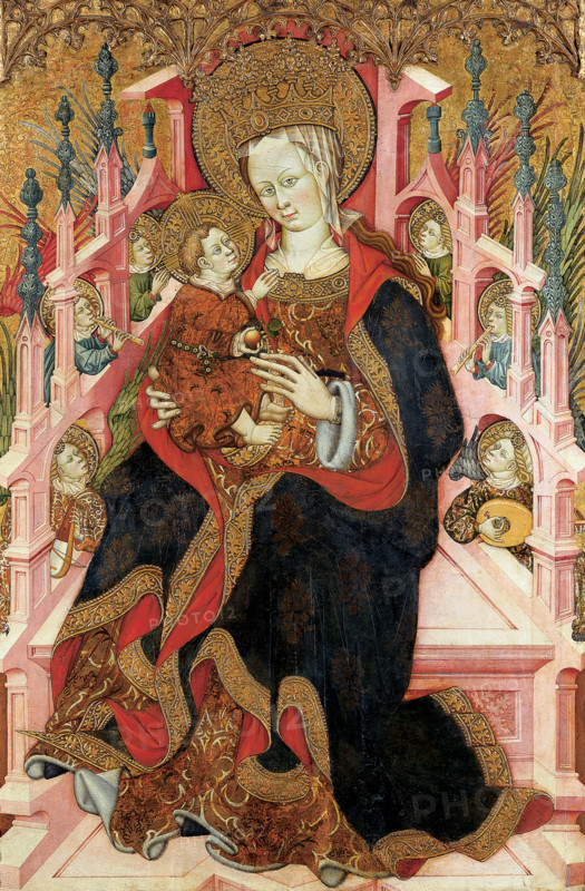 Virgin and Child Enthroned with Angels Making Music, c1430. Creator: Bonanat Zaortiga the Elder.
