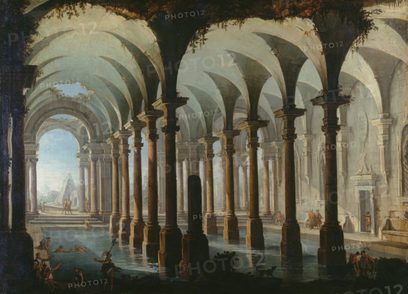 Roman Bath, c1745. Creators: Antonio Joli, Giovanni Paolo Panini.