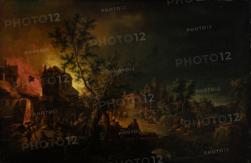 Conflagration at Night, 1762-1769. Creator: Johann Georg Trautmann.
