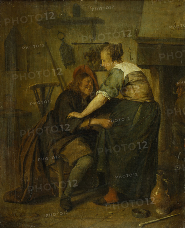 Inn with Guest and Serving Maid ("The Importunate Guest"), c1665. Creator: Jan Steen.