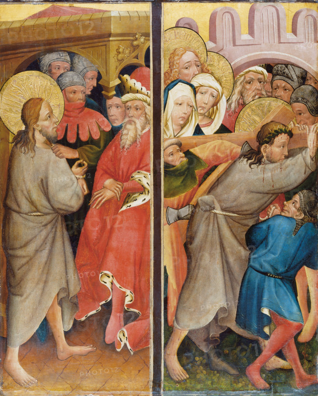 Christ before Pilate, Carrying of the Cross, c1420. Creator: Master of the Middle Rhine.
