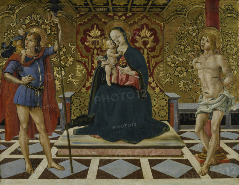 Virgin and Child Enthroned with Saints Christopher and Sebastian, c1498-1525. Creator: Fiorenzo di Lorenzo.