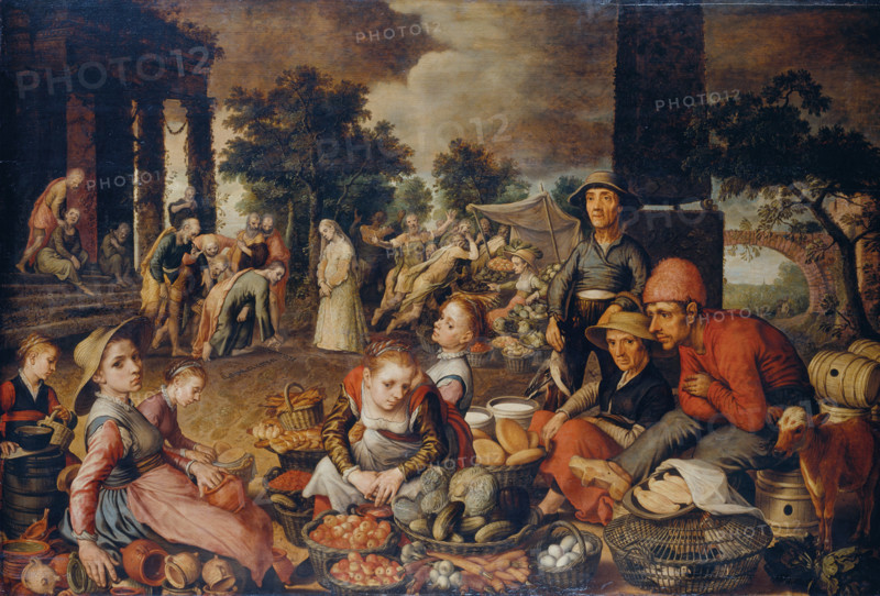 Market Scene with Christ and the Adulteress, 1559. Creator: Pieter Aertsen.