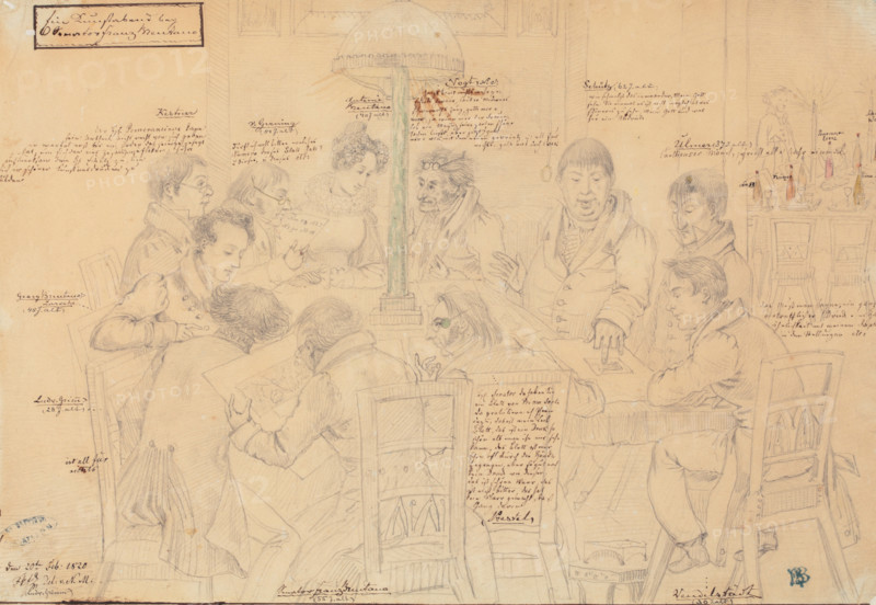 An evening of art at Senator Franz Brentano's, 1820. Creator: Ludwig Emil Grimm.