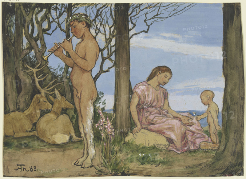 Faun and nymph, 1888. Creator: Hans Thoma.