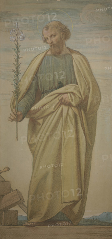 Saint Joseph with the lily staff, 1860. Creator: Eduard von Steinle.