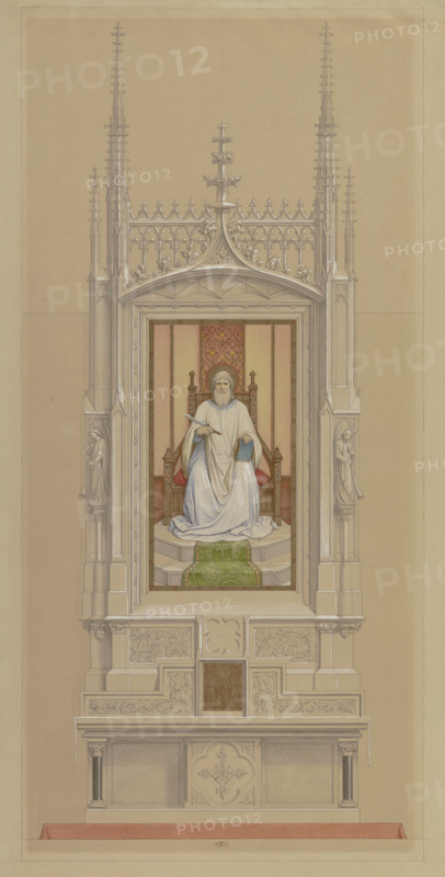 Design for a Bartholomew altar for Frankfurt Cathedral, 1867. Creator: Eduard von Steinle.