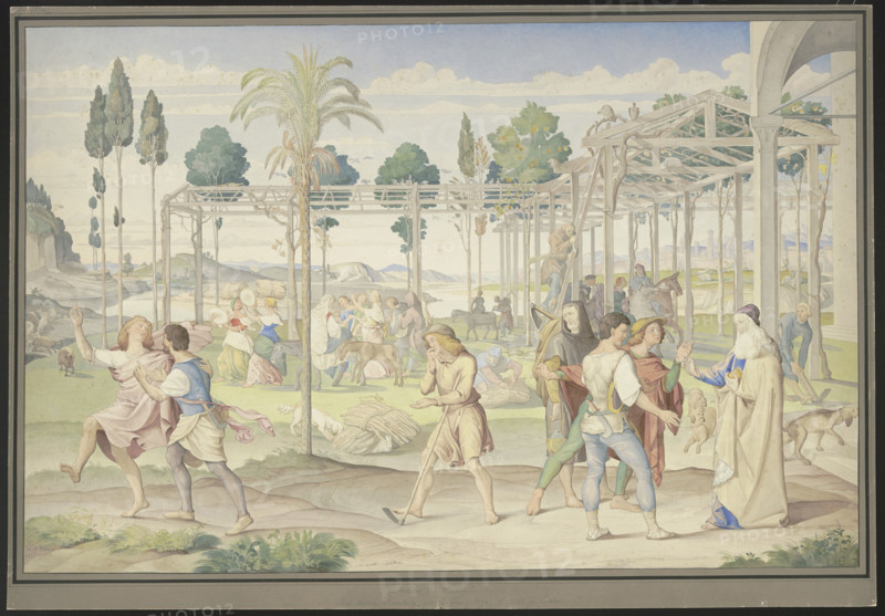 The parable of the laborers in the vineyard, Primaticcio's Garden of Vertumnus..., 1821. Creator: Johann Anton Ramboux.
