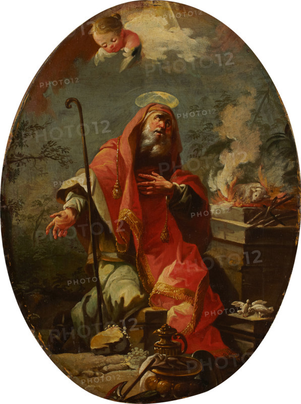 Joachim's Sacrifice, reverse: Saint Joseph with the Christ Child, 1701-1745. Creator: Martino Altomonte.