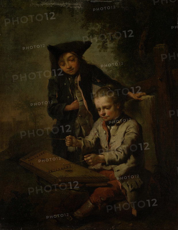 Two Boys, One of Them Playing the Dulcimer, c1758. Creator: Johann Conrad Seekatz.