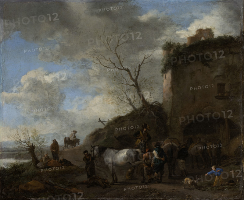 Riders at a Blacksmith's, c1650-1655. Creator: Philip Wouverman.