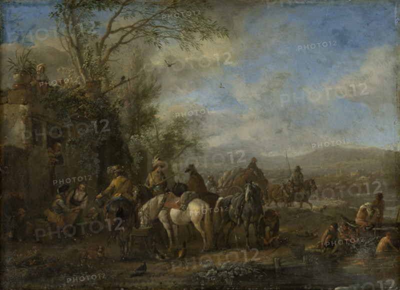 Armed Riders in Front of an Inn, c1660. Creator: Philip Wouverman.