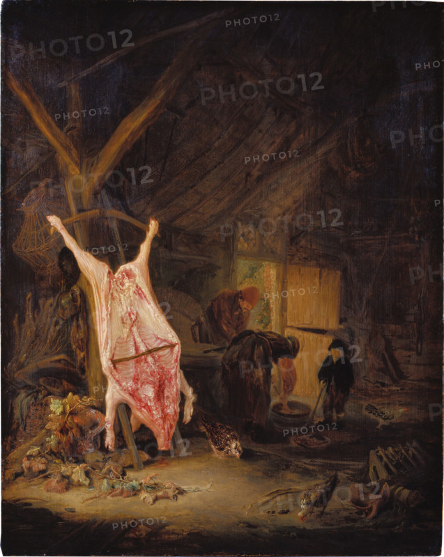 Slaughtered Pig in a Barn, 1643. Creator: Adriaen van Ostade.