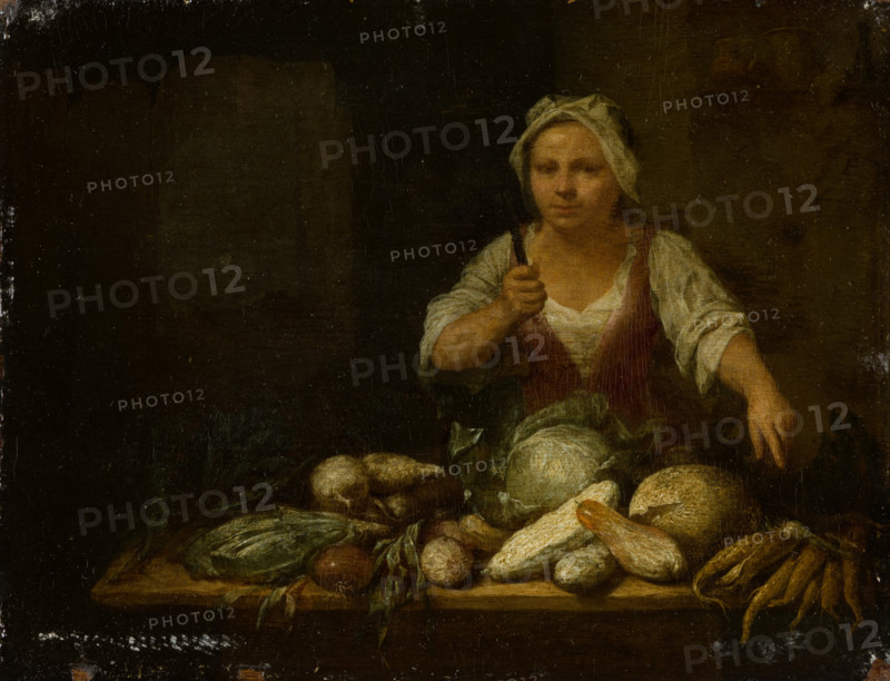 Cook Cleaning Vegetables, 1714. Creator: Nicolas van Haeften.