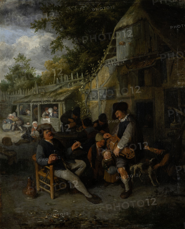 Country Inn with Hurdy-Gurdy Player, 1681. Creator: Cornelis Dusart.