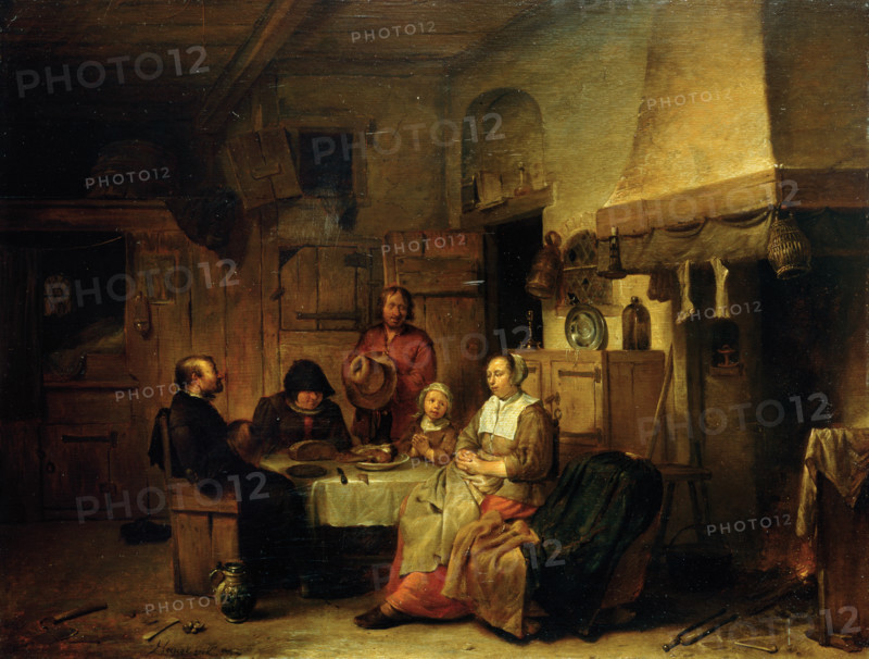 A Family Praying at the Midday Meal, 1667. Creator: Egbert van Heemskerck I.