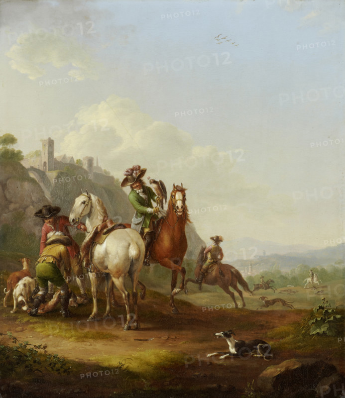 Hare-Hunt with Falconer, 1786. Creator: Johann Georg Pforr.