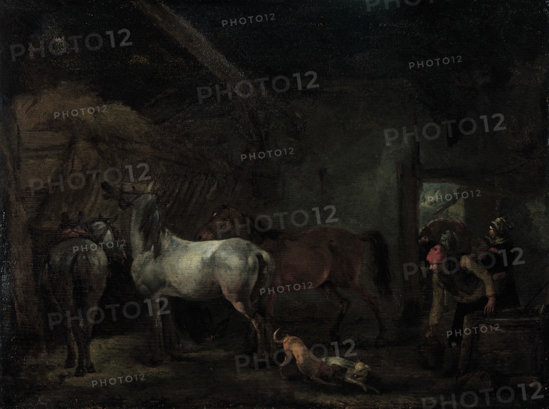 Stable with Three Horses, c1656. Creator: Philip Wouverman.