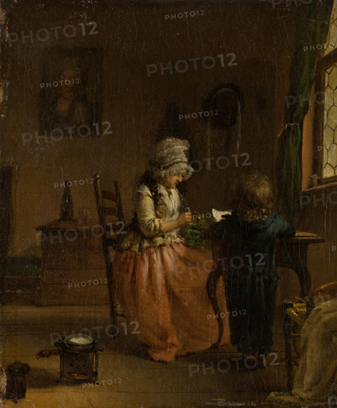 A Woman and a Boy at a Table, c1783-1803. Creator: Georg Karl Urlaub.