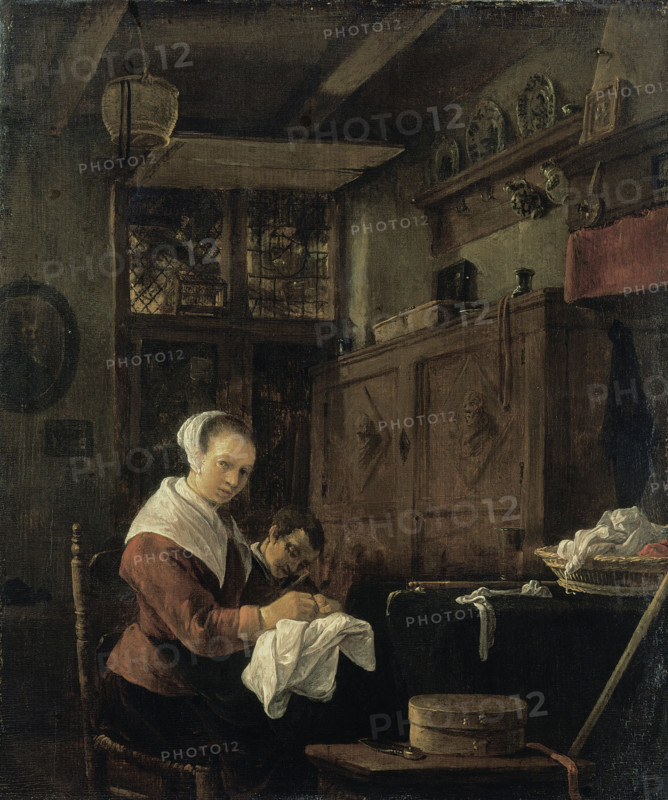 Woman at Her Sewing Table, c1655. Creator: Thomas Wijck.