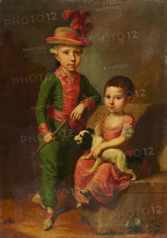 Double Portrait of Johann Georg von Holzhausen (1771-1846) and His Sister Henriette..., c1775. Creator: Heinrich Jacob Tischbein?.