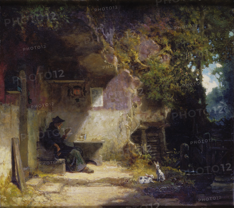 The Hermit in front of His Retreat, 1844. Creator: Carl Spitzweg.