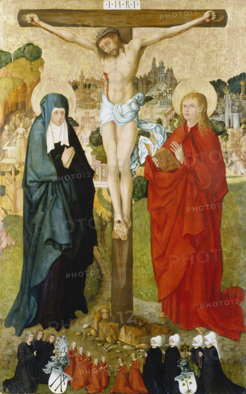 The Crucifixion with Donor Portraits of Wigand Märkel and His Family, c1503-1505. Creator: Frankfurt Master c1500Hans Kaldenbach workshop ?.