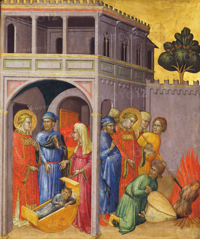 Return of the Saint and Burning of the Changeling, c1390. Creator: Martino di Bartolomeo di Biagio.