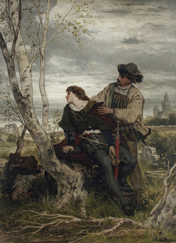 Hamlet and Horatio in the Churchyard, 1868. Creator: Victor Muller.