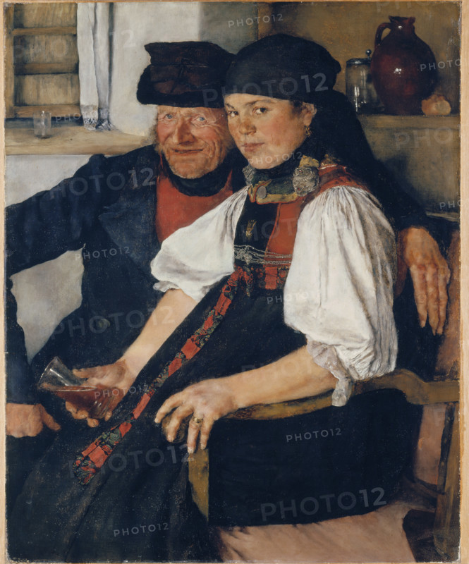 Elderly Farmer and Young Girl ("The Unequal Couple"), 1876-1877. Creator: Wilhelm Maria Hubertus Leibl.