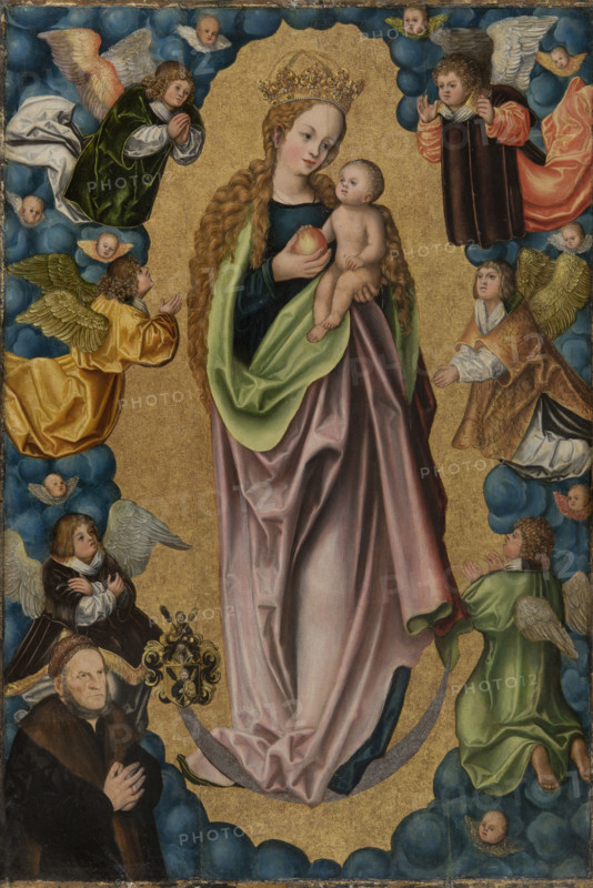 Virgin on the Crescent Moon Worshipped by the Donor Hieronymus Rudelauf, before 1523. Creator: Lucas Cranach the Elder.