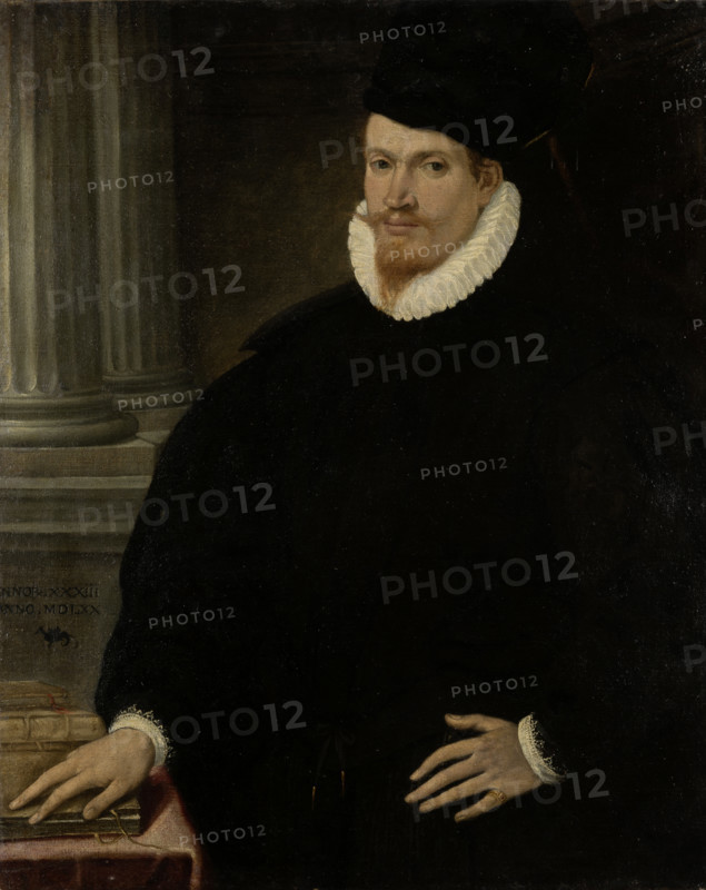 Portrait of a Red-Bearded Young Man in Black Robes, 1570. Creator: Venetian Master.