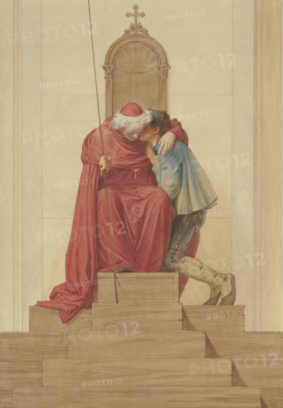 A Cardinal Penitenziario Maggiore, during Holy Week at St. Peter's in Rome, 1855. Creator: Eduard von Steinle.
